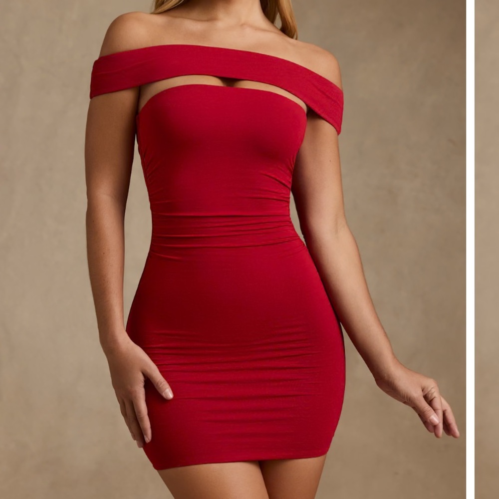 Oh Polly Red Off-Shoulder Mini Dress